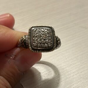 Judith Ripka JR TWO 18k 925 Horseshoe Couture Collection Pave' set Diamond Ring